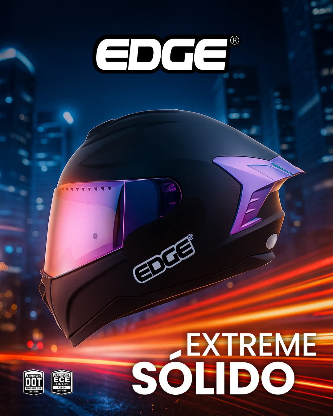 CASCO EDGE NEGRO-MORADO
